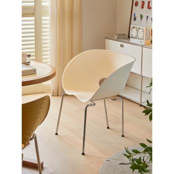 北歐設計師貝殼餐椅家用簡約現代復古塑料靠背單人椅創意網紅椅子