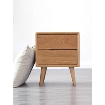 小七的木頭家具北歐全實木床頭柜雙抽橡木環保現代簡約臥室床邊柜