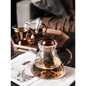 瓷木一道英式歐美法式玻璃加熱下午茶喝花茶優雅茶具花茶茶壺套裝