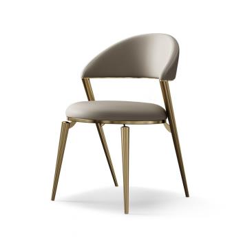 意式極簡餐椅現代簡約靠背椅北歐輕奢設計師酒店家用餐廳皮藝椅子