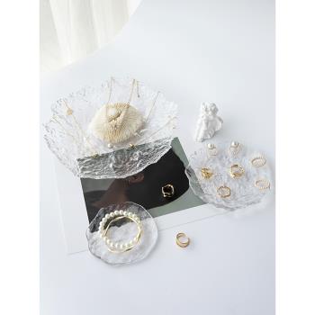 首飾盤 飾品收納展示透明水晶玻璃托盤耳環戒指珠寶拍攝道具擺件
