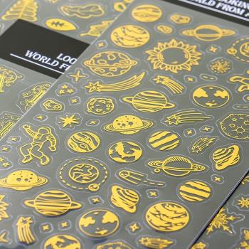 PVC燙金貼紙手賬星球星座太空雪花DIY手機殼水杯裝飾防水手帳貼畫