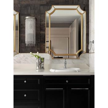 歐式智能衛浴鏡子方形防霧浴室鏡法式梳妝臺化妝鏡輕奢家用裝飾鏡