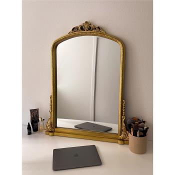 歐式衛生間浴室鏡子掛墻式法式美式化妝鏡復古梳妝鏡壁爐裝飾鏡