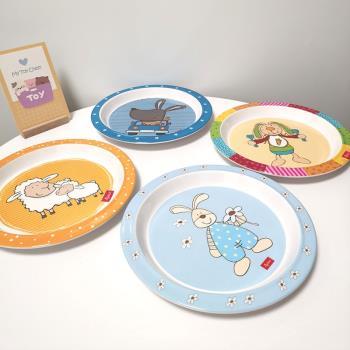 出口德國尾單兒童卡通動物圖案ins餐盤雙耳學飲水杯寶寶米飯面碗