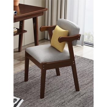 實木餐椅現代簡約家用書桌椅休閑扶手椅 z字椅簡易靠背椅木質凳子