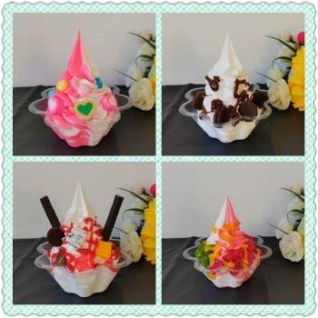 仿真花式冰淇淋模型梅花碗食品模型假酸奶圣代杯冰激凌樣品道具