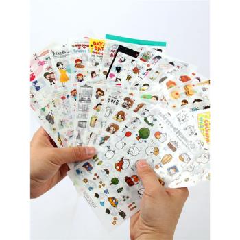 韓國可愛透明防水PVC手帳貼紙卡通裝飾小圖案diy手賬水杯貼畫素材