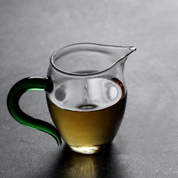 耐熱玻璃公道杯 彩把公杯加厚茶海日式現代簡約茶具套裝分茶器皿