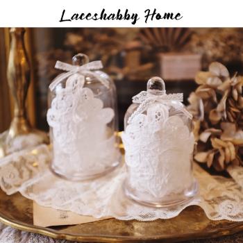 LACESHABBY新款法式復古風格布魯塞爾蕾絲玻璃罩創意蠟燭杯燭臺