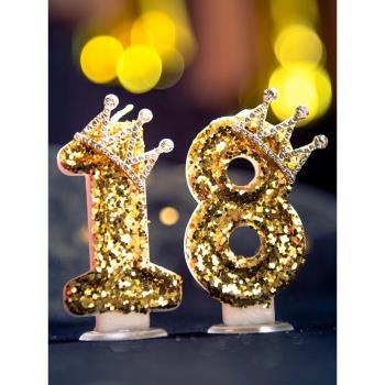 創意皇冠生日數字蠟燭ins網紅成人派對兒童周歲蛋糕裝飾甜品插簽