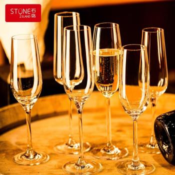 石島紅酒杯套裝酒店家用創意水晶玻璃杯高腳酒杯北歐香檳杯起泡杯