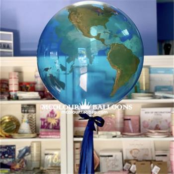 Planet Earth Day圓形乳膠印花波波球地球日藍色星球主題派對氣球