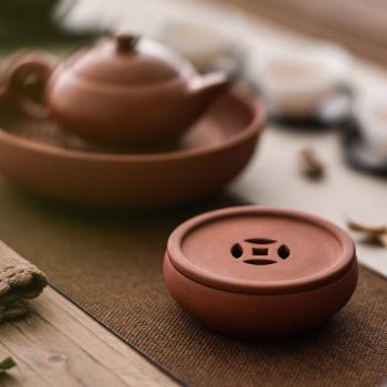 紫砂茶壺蓋碗蓋子配件紅泥蓋置陶瓷壺蓋托茶具墊茶道零配小號茶船