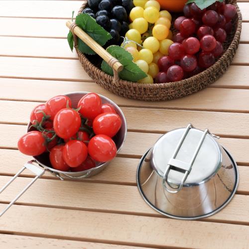 雪拉碗304食品級不銹鋼戶外餐具露營折疊便攜套裝雪拉碗野餐杯子