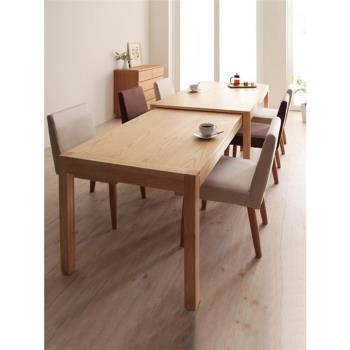 北歐全實木伸縮餐桌橡木原木長方形家用飯桌黃楊櫻桃木小戶型家具