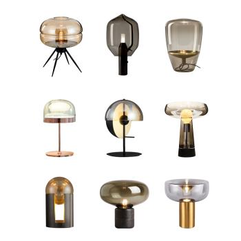 現代輕奢臺燈北歐簡約設計師臥室床頭燈玻璃創意高級感客廳裝飾燈