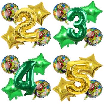 植物大戰僵尸32寸數字金色綠色套裝氣球植物主題生日派對裝飾品