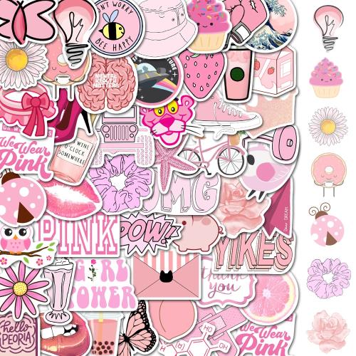 50張粉色小清新貼紙筆記本電腦吉他水杯手賬手機殼裝飾DIY貼畫