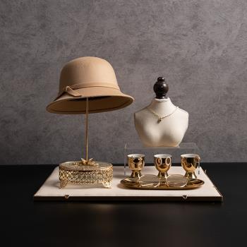 首飾展示架金屬帽子架耳環展示杯收納盤項鏈飾品珠寶陳列拍攝道具