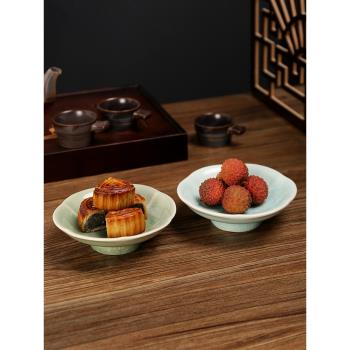 中式高腳糕點盤茶點盤復古禪意陶瓷水果盤下午茶零食點心盤小吃碟