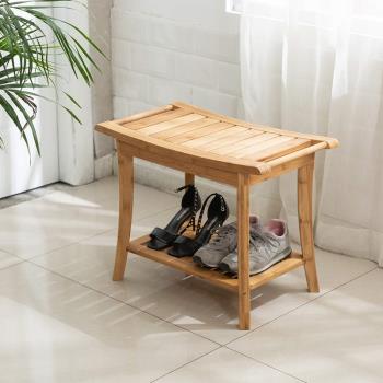 洗澡凳浴室凳子 加厚楠竹實木衛生間防水防滑淋浴凳 換鞋凳置物凳