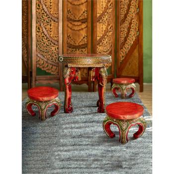 異麗泰國實木凳子東南亞家具家用泰式洗腳矮凳木頭小板凳網紅圓凳