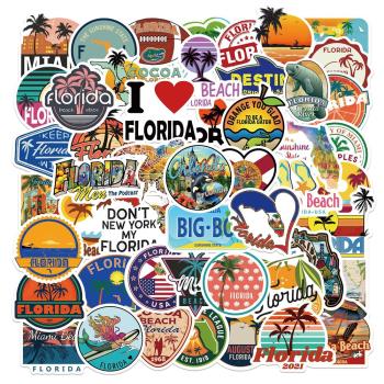 50張新款佛羅里達州涂鴉貼紙個性裝飾行李箱水杯電腦防水DIY貼畫