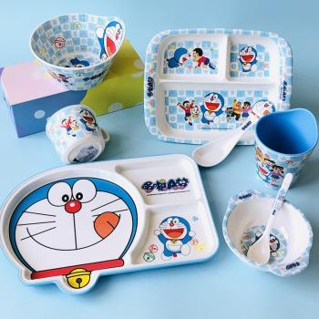 五和哆啦A夢餐具 兒童餐盤分隔盤密胺叮當貓水杯幼兒園吃飯輔食碗