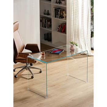 超白玻璃電腦辦公桌家用簡約現代商用臺式桌臥室置物架書桌書房桌