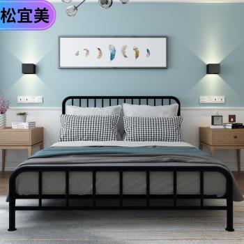 鐵藝床簡約現代1.5 1.8米北歐雙人ins網紅加粗加厚公寓鐵架床單人