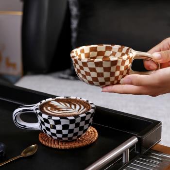 復古咖啡杯歐式辦公室水杯陶瓷小眾高顏值女早餐杯高級感馬克杯