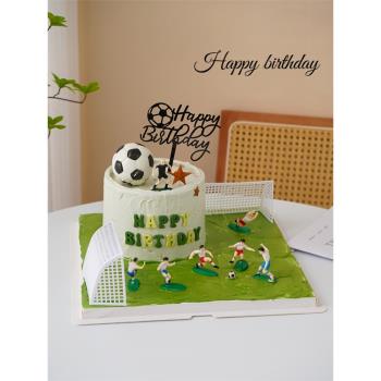 足球主題男神男孩生日蛋糕裝飾擺件軟膠足球小子派對烘焙甜品裝扮