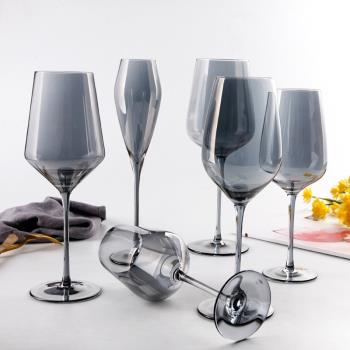 灰色水晶玻璃紅酒杯歐式高腳杯無鉛水晶玻璃杯家用香檳葡萄酒杯
