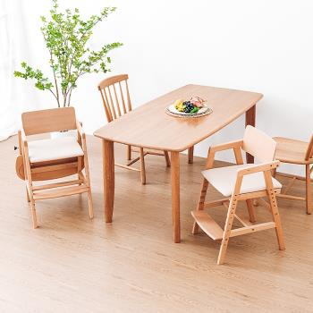 日式出口寶寶吃飯餐桌椅兒童純實木原木成長椅可升降學習椅