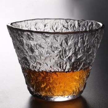 出口初雪品茗杯水晶耐熱玻璃主人杯大雪錘紋個人杯中雪小茶杯茶具