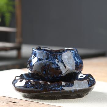 陶瓷咖啡杯歐式小奢華杯蝶套裝創意窯變釉家用杯子圍爐煮茶的杯子