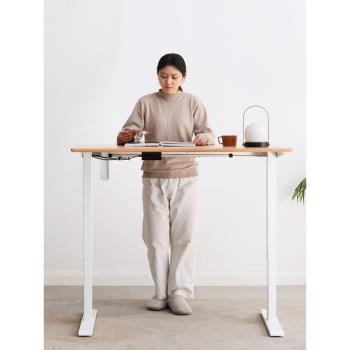 小七的木頭實木桌面電動可升降桌工作臺辦公電腦桌站立式書桌自動