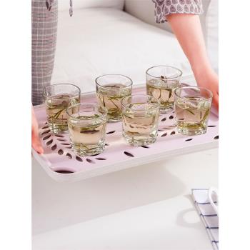水杯水壺托盤家用放茶杯客廳桌面塑料長方形日式雙層瀝水杯子收納