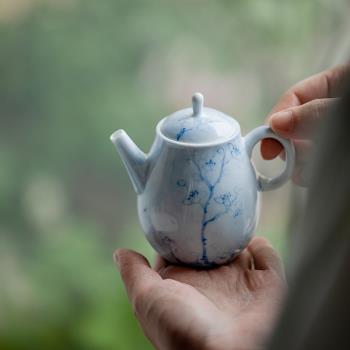 純手繪蘭彩冰梅茶壺家用陶瓷帶過濾沖茶泡茶器功夫茶具高足品茗杯