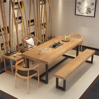 茶桌椅組合家用功夫泡茶臺現代簡約辦公茶幾實木中式禪意桌子1035