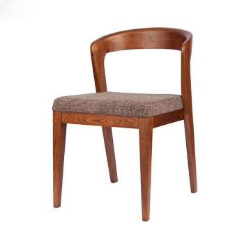 北歐實木餐椅椅子 現代簡約時尚 水曲柳矮背餐椅軟面 設計師家具