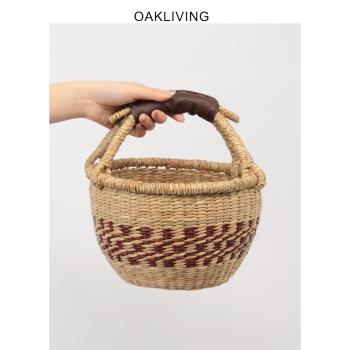 oakliving海草手工編織籃越南進口非洲元素ins風裝飾買菜野餐收納