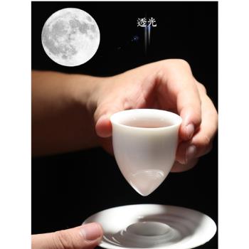 斗笠杯羊脂玉瓷茶杯小品茗杯主人杯陶瓷玻璃白瓷單個水滴感恩杯