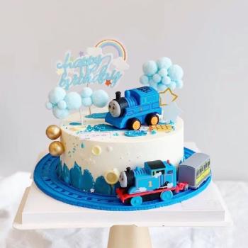 小火車蛋糕裝飾擺件兒童卡通主題插件男孩小王子周歲生日派對配飾