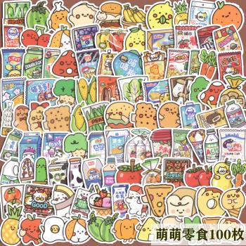 韓國Ins可愛零食食物手賬貼紙水杯手機殼日記本相冊裝飾防水貼畫