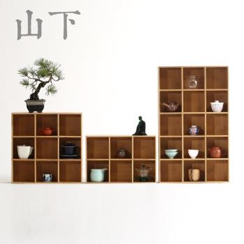 竹製多寶閣格子架茶杯茶壺收納架茶具展示架置物架原竹多格茶架子