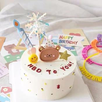 小熊生日派對甜品臺紙杯蛋糕裝飾