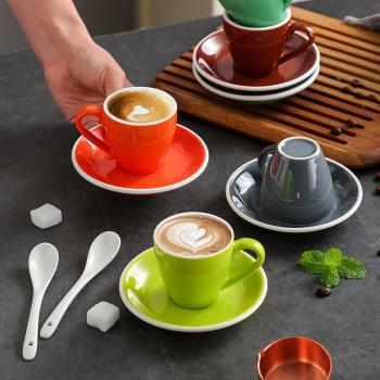 歐式陶瓷80ml意式濃縮咖啡杯碟套裝小號特濃espresso 彩色迷你杯