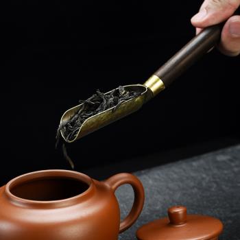 茶道黑檀木六君子套裝功夫茶具配件茶刀茶夾茶針擺件君子泡茶工具